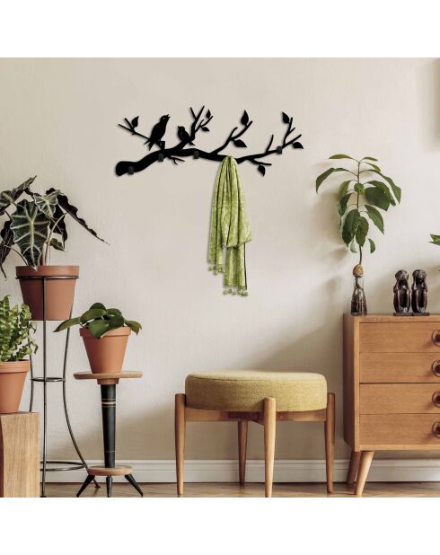 Wandhaak van zwart metaal - 67 x 27 cm