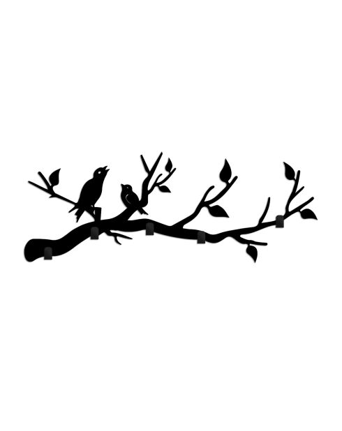 Wandhaak van zwart metaal - 67 x 27 cm