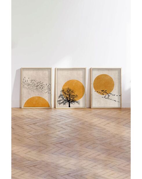 Tableau décoratif encadré en MDF (3 pièces) multicolore - 35 x 50 cm