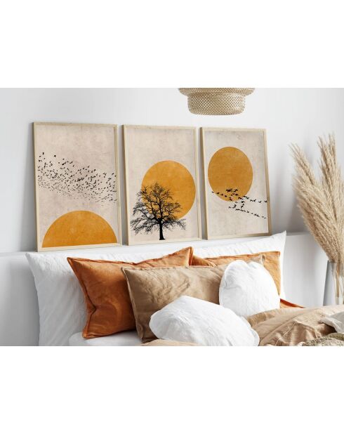 Tableau décoratif encadré en MDF (3 pièces) multicolore - 35 x 50 cm