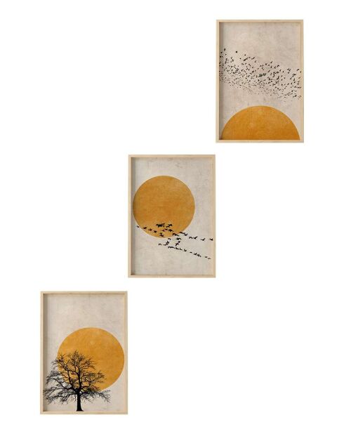 Tableau décoratif encadré en MDF (3 pièces) multicolore - 35 x 50 cm