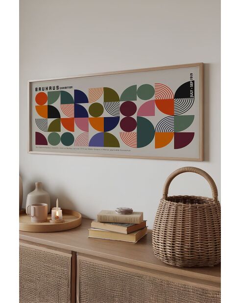 Tableau décoratif encadré en MDF multicolore - 50 x 120 cm