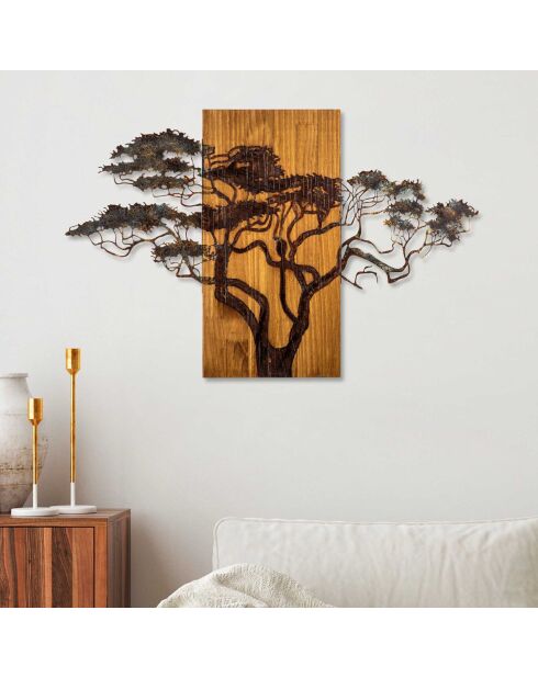 Mehrfarbiges dekoratives Wandzubehör aus Holz - 90 x 58 cm