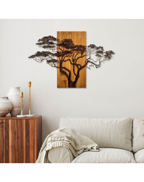 Mehrfarbiges dekoratives Wandzubehör aus Holz - 90 x 58 cm