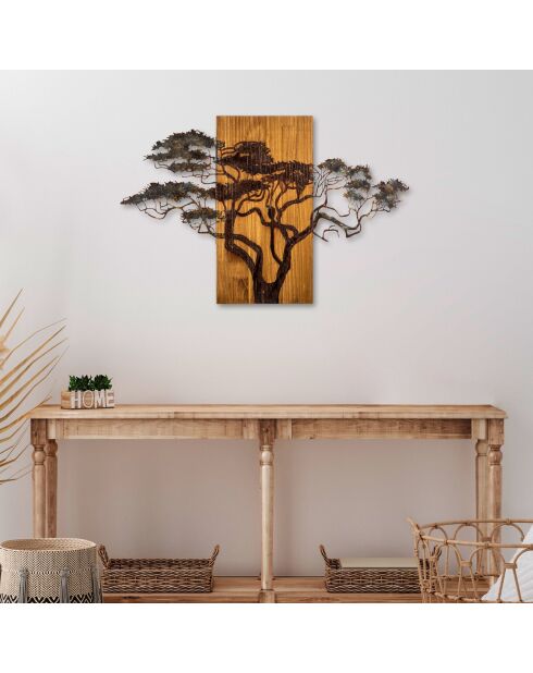 Mehrfarbiges dekoratives Wandzubehör aus Holz - 90 x 58 cm