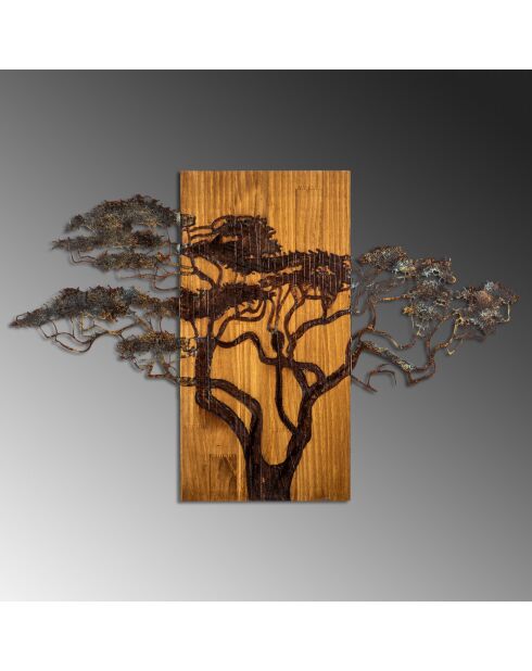 Mehrfarbiges dekoratives Wandzubehör aus Holz - 90 x 58 cm