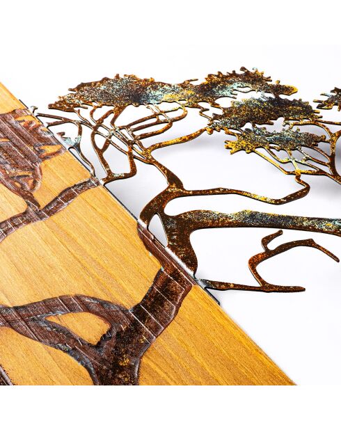 Mehrfarbiges dekoratives Wandzubehör aus Holz - 90 x 58 cm