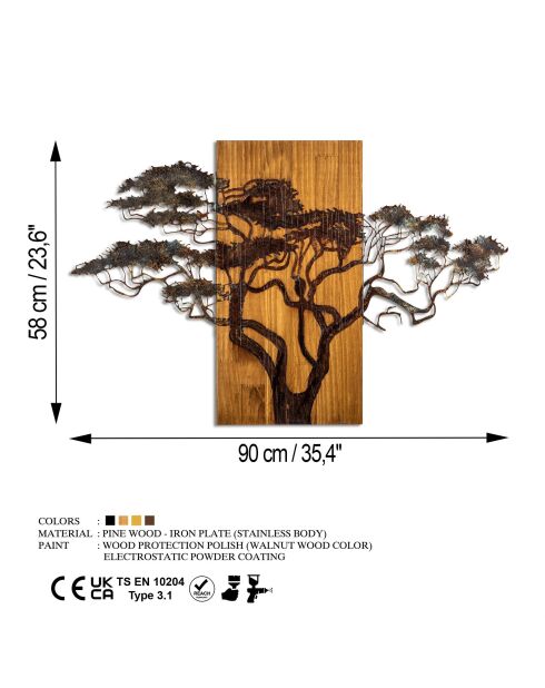 Mehrfarbiges dekoratives Wandzubehör aus Holz - 90 x 58 cm