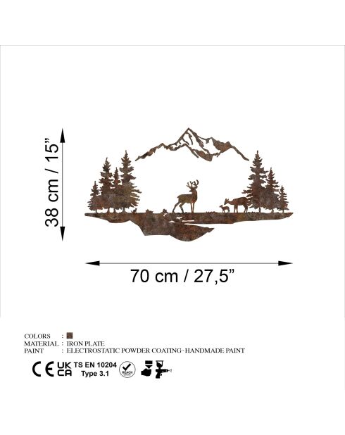 Accessoire mural décoratif en métal antiquité - 38 x 70 cm