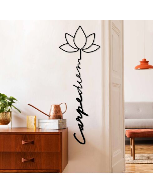 Accessoire mural décoratif en métal noir - 21 x 60 cm