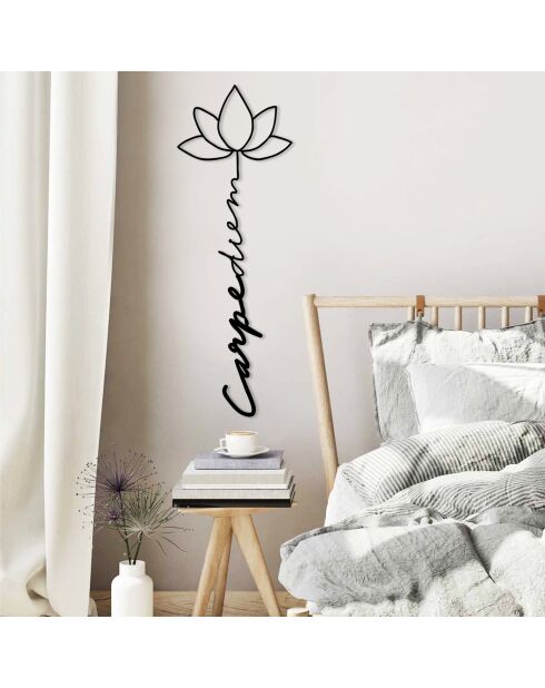 Accessoire mural décoratif en métal noir - 21 x 60 cm