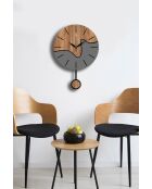 Horloge murale décorative noyer/gris - 34 x 48 cm