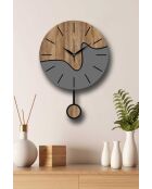 Horloge murale décorative noyer/gris - 34 x 48 cm