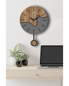 Horloge murale décorative noyer/gris - 34 x 48 cm