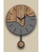 Horloge murale décorative noyer/gris - 34 x 48 cm