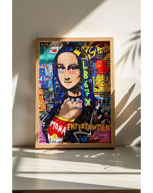 Tableau décoratif encadré en MDF multicolore - 33 x 48 cm