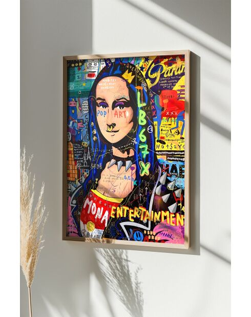 Tableau décoratif encadré en MDF multicolore - 33 x 48 cm