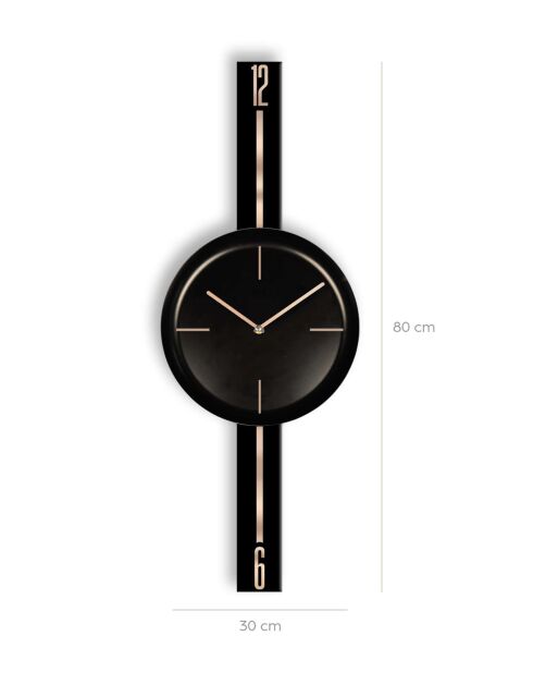 Horloge murale décorative noir - 30 x 80 cm