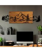 Decoratief wandaccessoire van walnoot/zwart hout - 30 x 95 cm