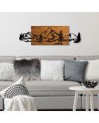 Decoratief wandaccessoire van walnoot/zwart hout - 30 x 95 cm