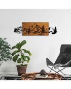 Decoratief wandaccessoire van walnoot/zwart hout - 30 x 95 cm