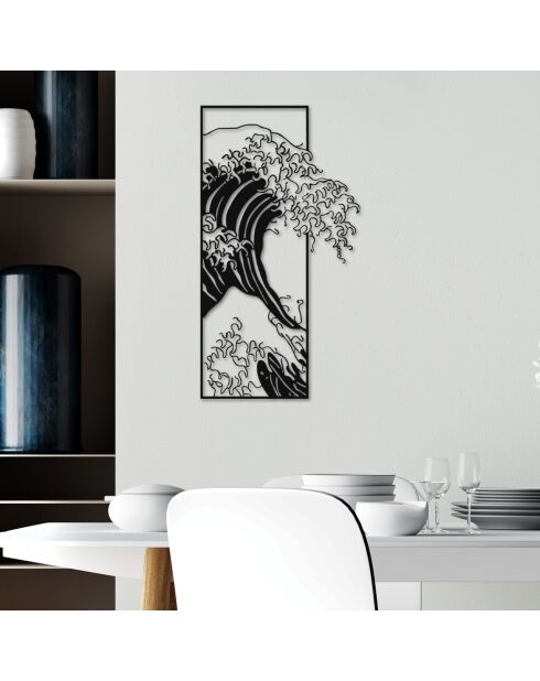 Accessoire mural décoratif en métal noir - 34 x 62 cm