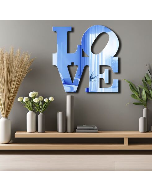 Blauwe decoratieve spiegel - 47 x 48 cm