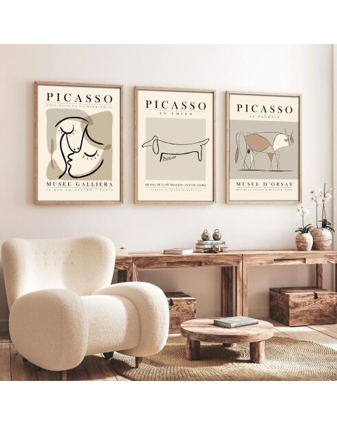 Tableau décoratif encadré en MDF (3 pièces) multicolore - 50 x 70 cm