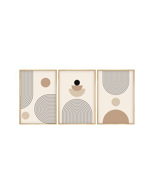 Pannello decorativo con cornice in MDF (3 pezzi) multicolore - 50 x 70 cm