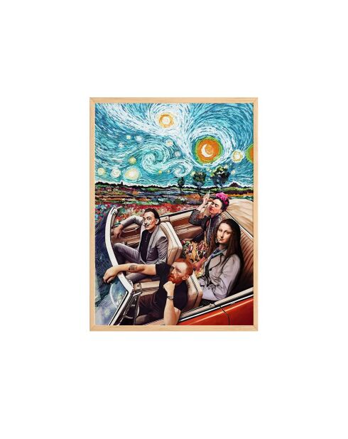 Tableau décoratif encadré en MDF multicolore - 33 x 48 cm