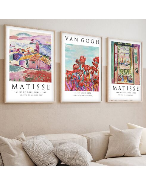 Pannello decorativo con cornice in MDF (3 pezzi) multicolore - 50 x 70 cm