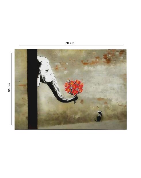 Peinture décorative sur toile multicolore - 50 x 70 cm