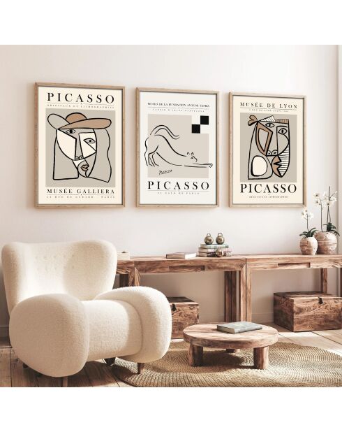 Pannello decorativo con cornice in MDF (3 pezzi) multicolore - 50 x 70 cm