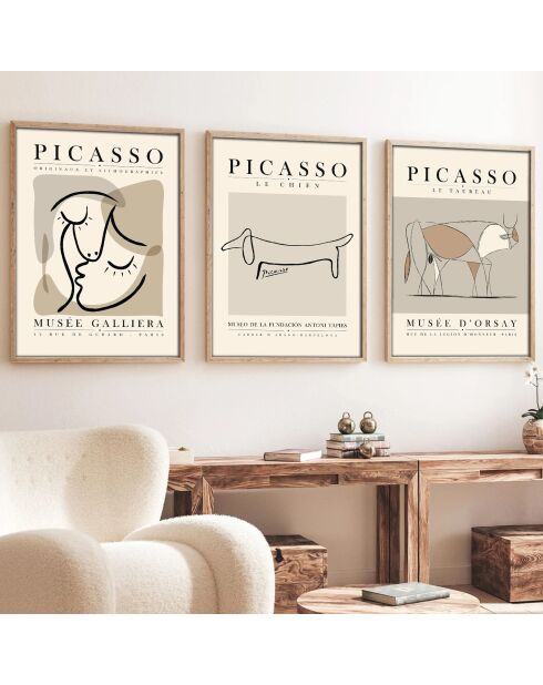 Tableau décoratif encadré en MDF (3 pièces) multicolore - 50 x 35 cm