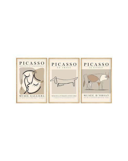 Tableau décoratif encadré en MDF (3 pièces) multicolore - 50 x 35 cm