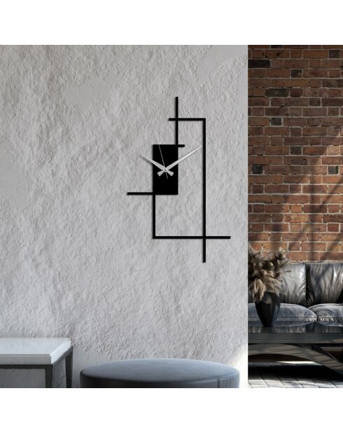 Horloge murale décorative en métal noir - 49 x 30 cm