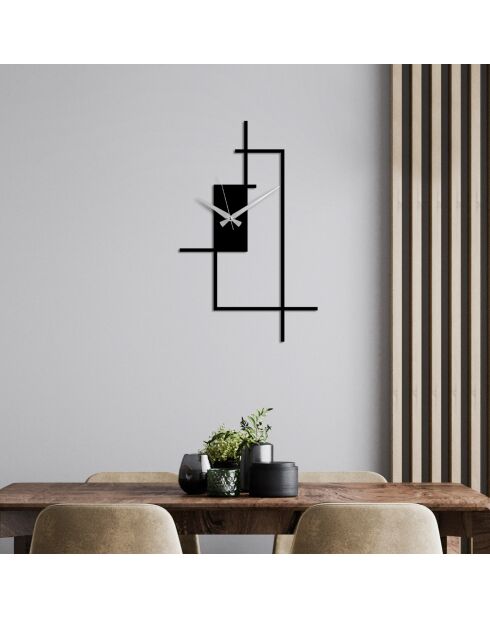 Horloge murale décorative en métal noir - 49 x 30 cm