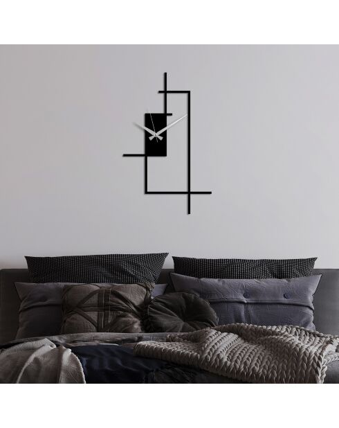 Horloge murale décorative en métal noir - 49 x 30 cm