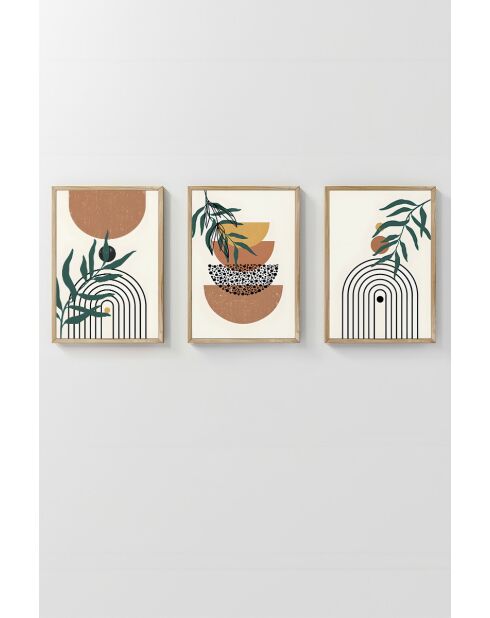 Tableau décoratif encadré en MDF (3 pièces) multicolore - 33 x 48 cm