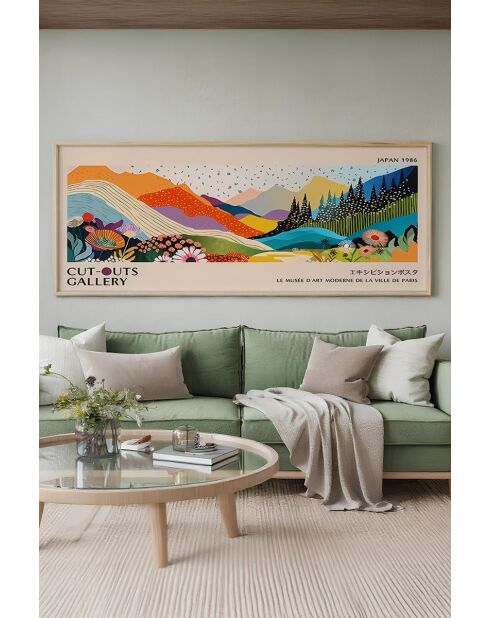 Tableau décoratif encadré en MDF multicolore - 50 x 120 cm