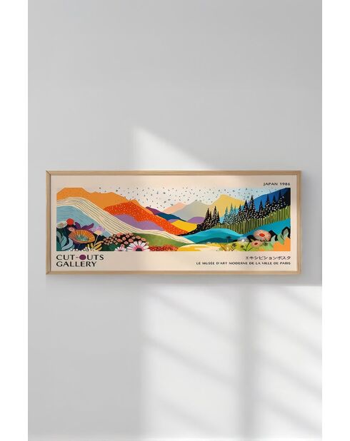 Tableau décoratif encadré en MDF multicolore - 50 x 120 cm