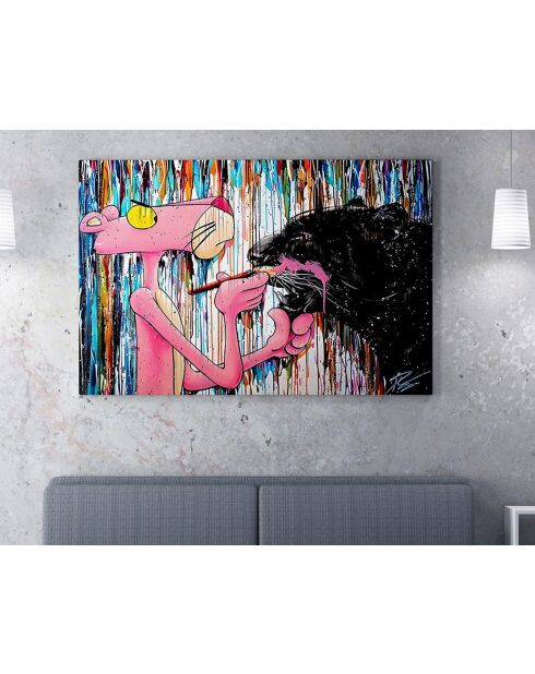 Peinture décorative sur toile multicolore - 50 x 70 cm