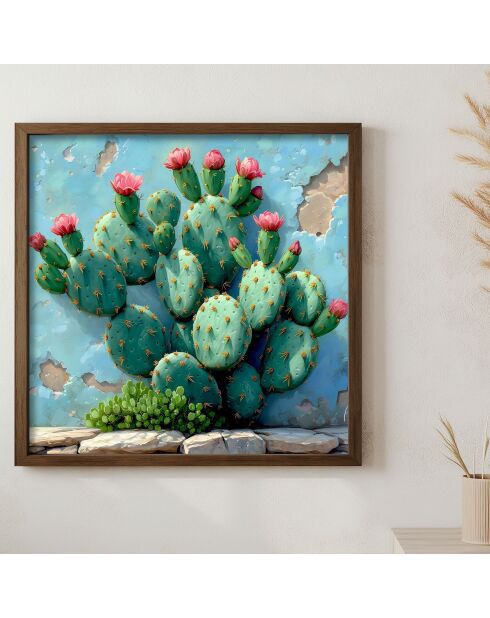 Tableau décoratif encadré en MDF multicolore - 50 x 50 x 3,5 cm