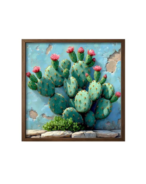 Tableau décoratif encadré en MDF multicolore - 50 x 50 x 3,5 cm