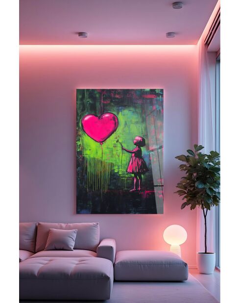 Peinture décorative sur verre trempé multicolore - 70 x 100 cm