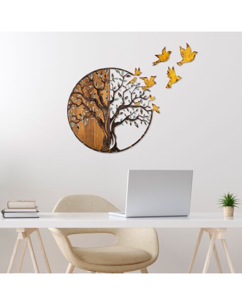 Mehrfarbiges dekoratives Wandzubehör aus Holz - 92 x 71 cm