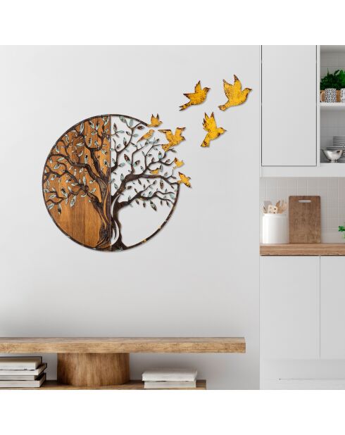 Mehrfarbiges dekoratives Wandzubehör aus Holz - 92 x 71 cm