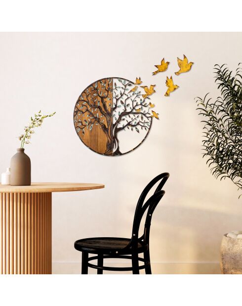 Mehrfarbiges dekoratives Wandzubehör aus Holz - 92 x 71 cm