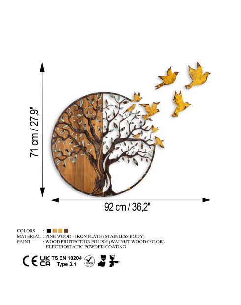 Mehrfarbiges dekoratives Wandzubehör aus Holz - 92 x 71 cm