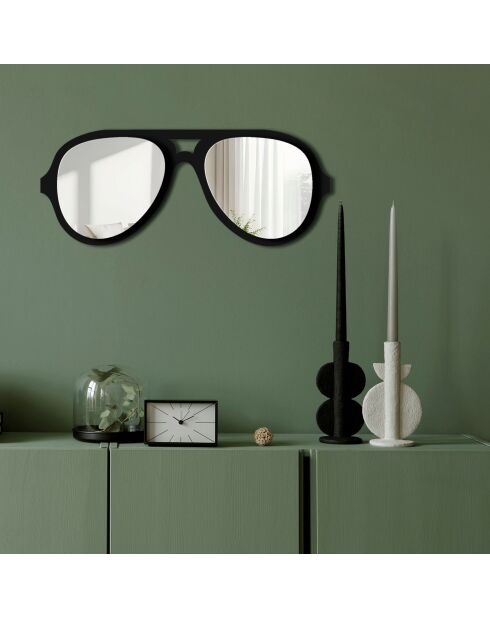 Decoratieve spiegel in zwart zilver - 70 x 28 cm